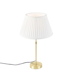 Stolní lampa zlatá / mosaz se skládaným odstínem krémová 35 cm - Parte