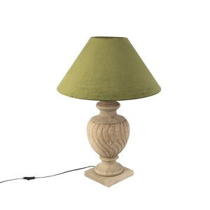 Venkovská stolní lampa s velurovým odstínem mechově zelená 55 cm - Tansy