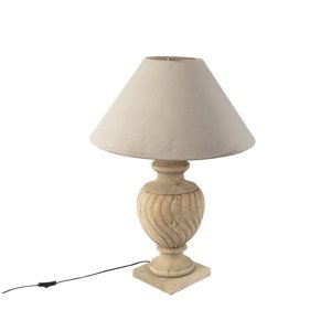 Venkovská stolní lampa s velurovým odstínem taupe 55 cm - Tansy