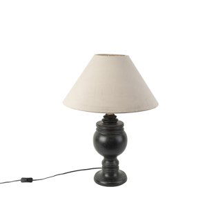 Venkovská stolní lampa s velurovým odstínem taupe 50 cm - šalvěj