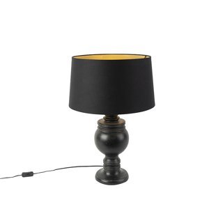 Venkovská stolní lampa černá s černým odstínem - Sage