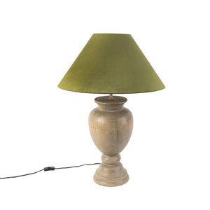 Venkovská stolní lampa s velurovým odstínem mechově zelená 55 cm - jetel
