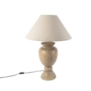 Venkovská stolní lampa ze dřeva se sametovým tupým odstínem - jetel