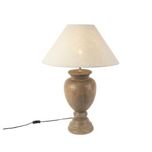 Venkovská stolní lampa s lněným odstínem béžová 55 cm - jetel