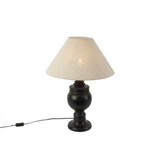Venkovská stolní lampa s lněným odstínem béžová 50 cm - šalvěj