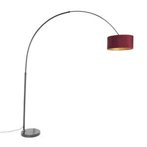 Oblouková lampa černý sametový odstín červená se zlatem 50 cm - XXL