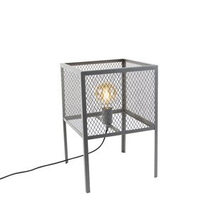 Průmyslová stolní lampa starožitné stříbro - Cage Robusto