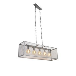 Průmyslová závěsná lampa starožitné stříbro 5-světlo - Cage Robusto