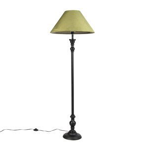 Stojací lampa černá s velurovým odstínem zelené 55 cm - Classico