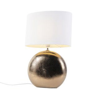 Romantická stolní lampa měděná s bílým odstínem 34 cm - Cleo