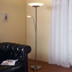 Klasická stojací lampa z hliníku s lampou na čtení vč. LED a stmívače - Ragna