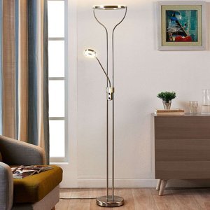 Moderní stojací lampa z hliníku s lampou na čtení vč. LED a stmívače - Lana