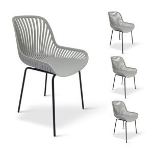 Texim GABI - sada designových židlí - šedá, polypropylen + ocel