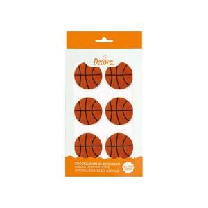 Cukrové zdobení na dort basketbalový míč 4,5cm 6ks - Decora
