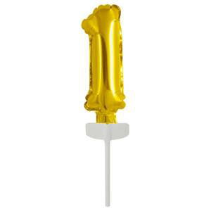 Fóliový balónek zlatý mini - zápich do dortu číslo 1 - Amscan