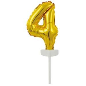 Fóliový balónek zlatý mini - zápich do dortu číslo 4 - Amscan