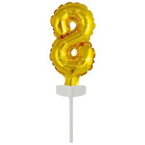 Fóliový balónek zlatý mini - zápich do dortu číslo 8 - Amscan