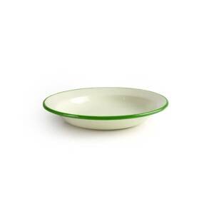 Smaltovaný talíř hluboký 22cm se zeleným okrajem - Ibili