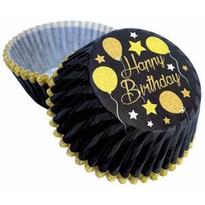 Košíčky na muffiny šťastné narozeniny černý (50 ks) - Alvarak