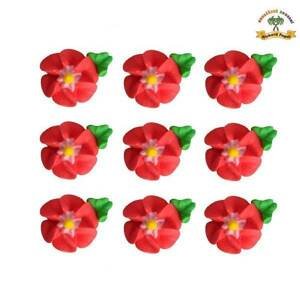Cukrová dekorace květy červené na platíčku 9ks - Fagos