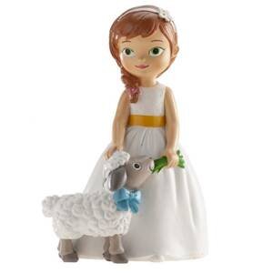 Figurka na dort holčička s ovečkou - svaté přijímání - Dekora