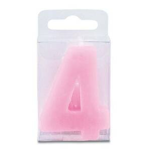 Svíčka ve tvaru číslice 4 - mini, růžová - Stadter