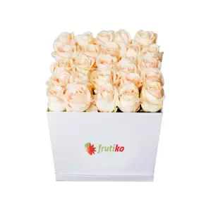 Bílá krabice krémových růží 25 ks