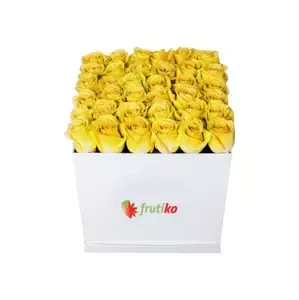 Bílá krabice žlutých růží 9 ks