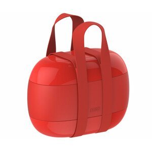 ALESSI Box na svačinu tříkomorový, termoplastická pryskyřice, červený