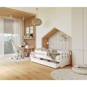 Dětská postel s úložným šuplíkem a zábranou Happy 90x200 cm
