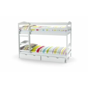 Halmar Halmar Bílá patrová postel SAM 80 x 190 cm + matrace + rošt + šuplík