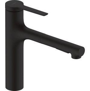 Dřezová baterie Hansgrohe Zesis M33 s vytahovací sprškou, 2 proudy matná černá 74822670