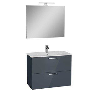 Koupelnová sestava s umyvadlem zrcadlem a osvětlením Vitra Mia 79x61x39,5 cm antracit lesk MIASET80A2