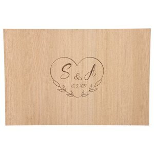 Dřevěná svatební cedule na podpisy dub - srdce