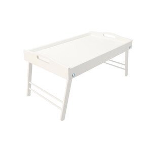 Dřevěný servírovací stolek do postele 50x30 cm bílý