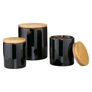 Esmeyer Sada porcelánových dóz s bambusovým víke (černá)
