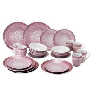 vanWell Porcelánový jídelní servis, 16dílná / 24 (porcelain, 24dílná sada, růžová)