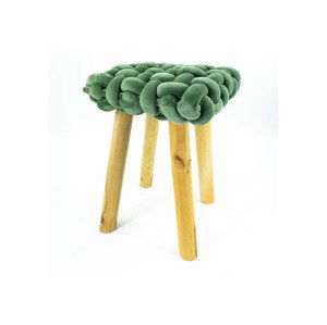 NOOR Living Taburet v sametovém vzhledu (household/office stool, zelená/pruhovaná, čtvercová varianta 33 x 33 cm)