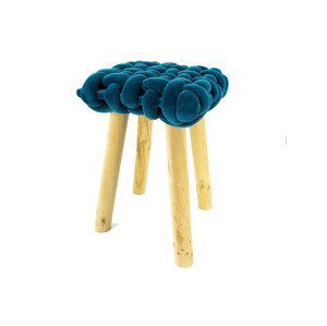 NOOR Living Taburet v sametovém vzhledu (household/office stool, modrá, čtvercová varianta 33 x 33 cm)