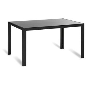 LIVARNO home Hliníkový stůl se skleněnou deskou Houston, černá (hliník#obdélníkový#bezpečnostní sklo#zahradní stůl#4 osoby)