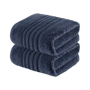 LIVARNO home Froté ručník, 50 x 100 cm, 2 kusy (tmavě modrá)