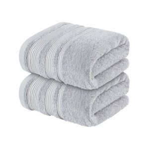 LIVARNO home Froté ručník, 50 x 90 cm, 2 kusy (světle šedá)