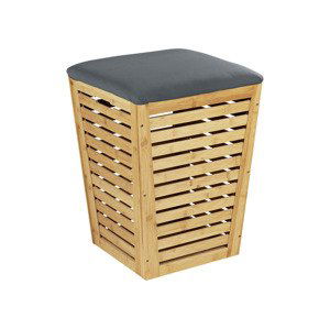 Wenko Taburet s košem na prádlo (household/office stool, přírodní/antracitová)