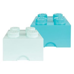 LEGO Úložný box stohovatelný 2 x 4 knoflíky, 2 kusy (aqua světle modrá / středně azurová)
