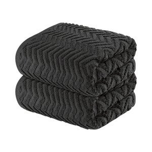 LIVARNO home Froté ručník, 50 x 100 cm, 2 kusy (černá)