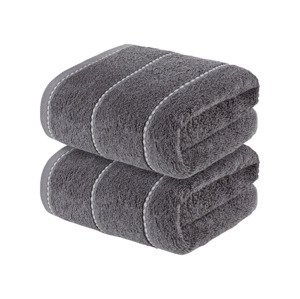 LIVARNO home Froté ručník, 50 x 90 cm, 2 kusy (tmavě šedá)