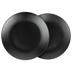 ERNESTO® Sada hlubokých/plytkých talířů, 2dílná (černá, sada plytkých talířů)