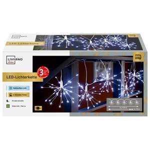 LIVARNO home Světelný LED řetěz, 200 LED (5x květ pampelišky, studená bílá)