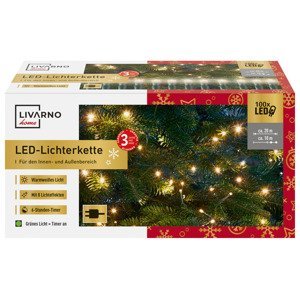 LIVARNO home Světelný LED řetěz, 100 LED (teplá bílá)
