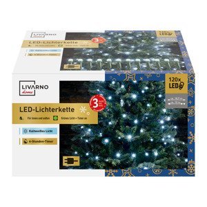LIVARNO home Světelný LED řetěz, 120 LED (studená bílá)